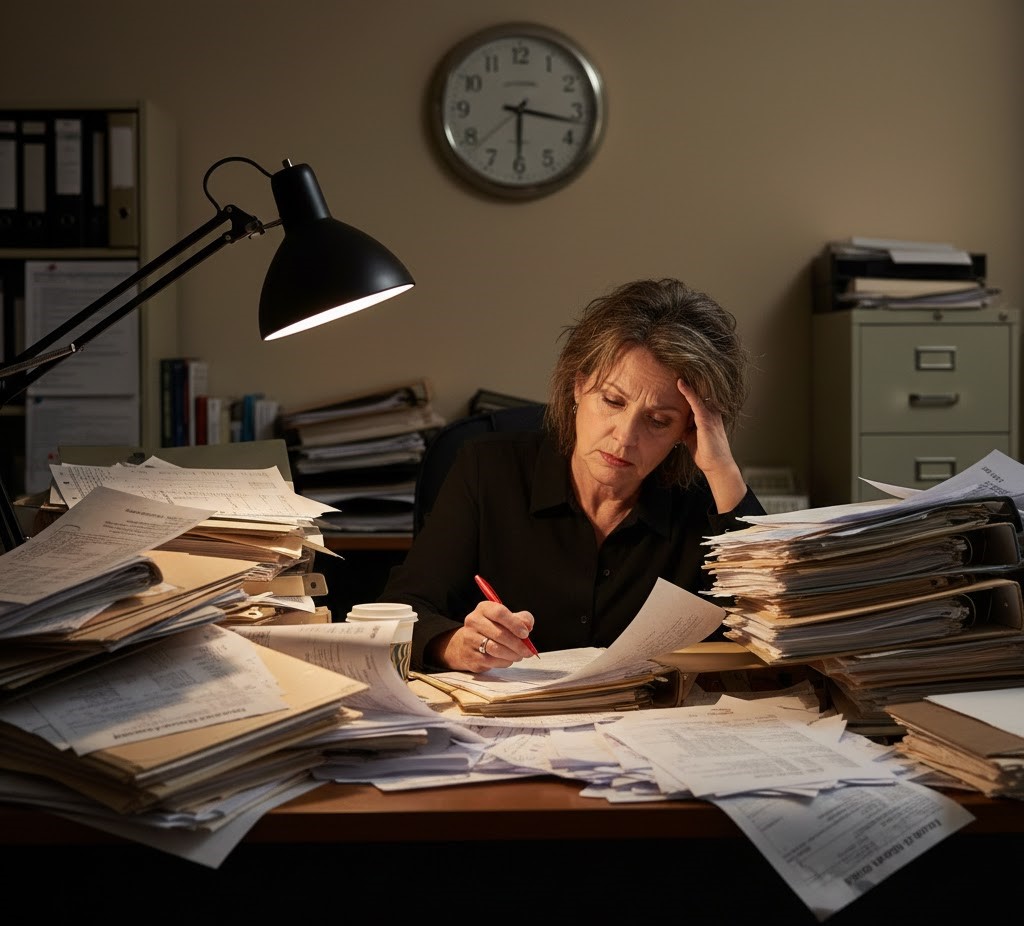 Auditor checking medical bills manually, supported by medical billing audit services to catch errors and improve coding efficiency.